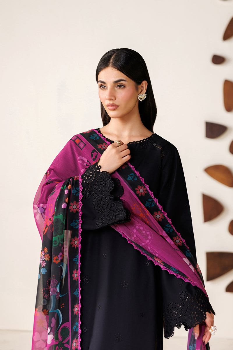Farasha Summer Melody Embroidered Lawn Unstitched 3Pc Suit - Dark Desire