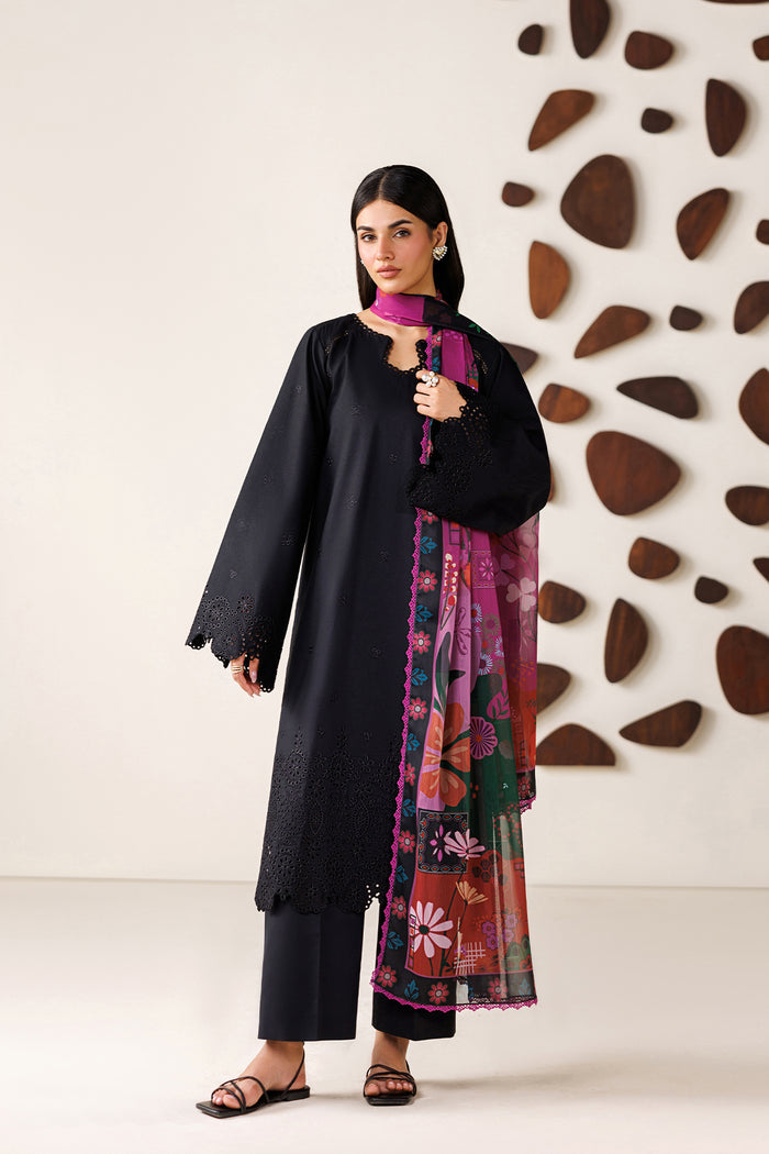 Farasha Summer Melody Embroidered Lawn Unstitched 3Pc Suit - Dark Desire