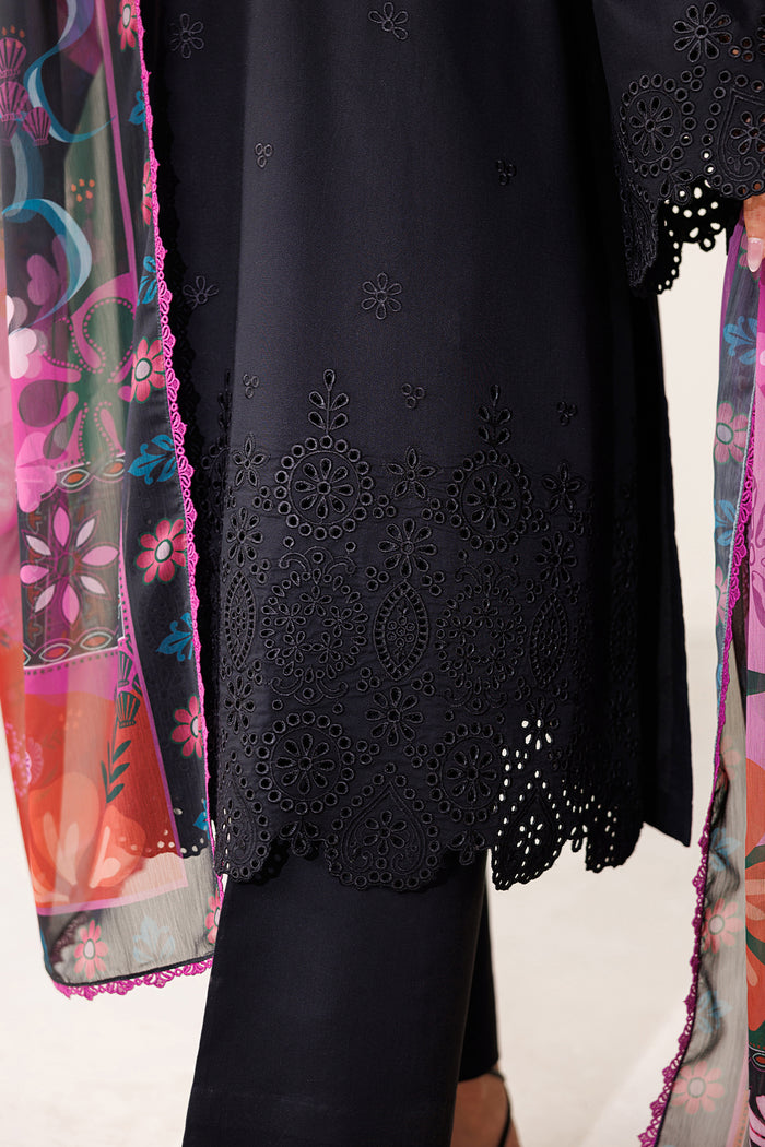 Farasha Summer Melody Embroidered Lawn Unstitched 3Pc Suit - Dark Desire