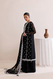 Farasha Luxury Formal Embroidered Chiffon Unstitched 3Pc Suit - Dark Mirage