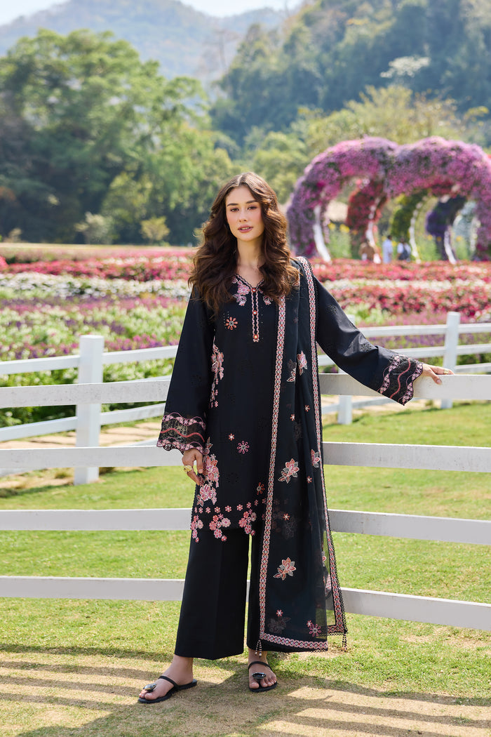 Farasha Summer Weaves Embroidered Lawn Unstitched 3Pc Suit - Dark Passion