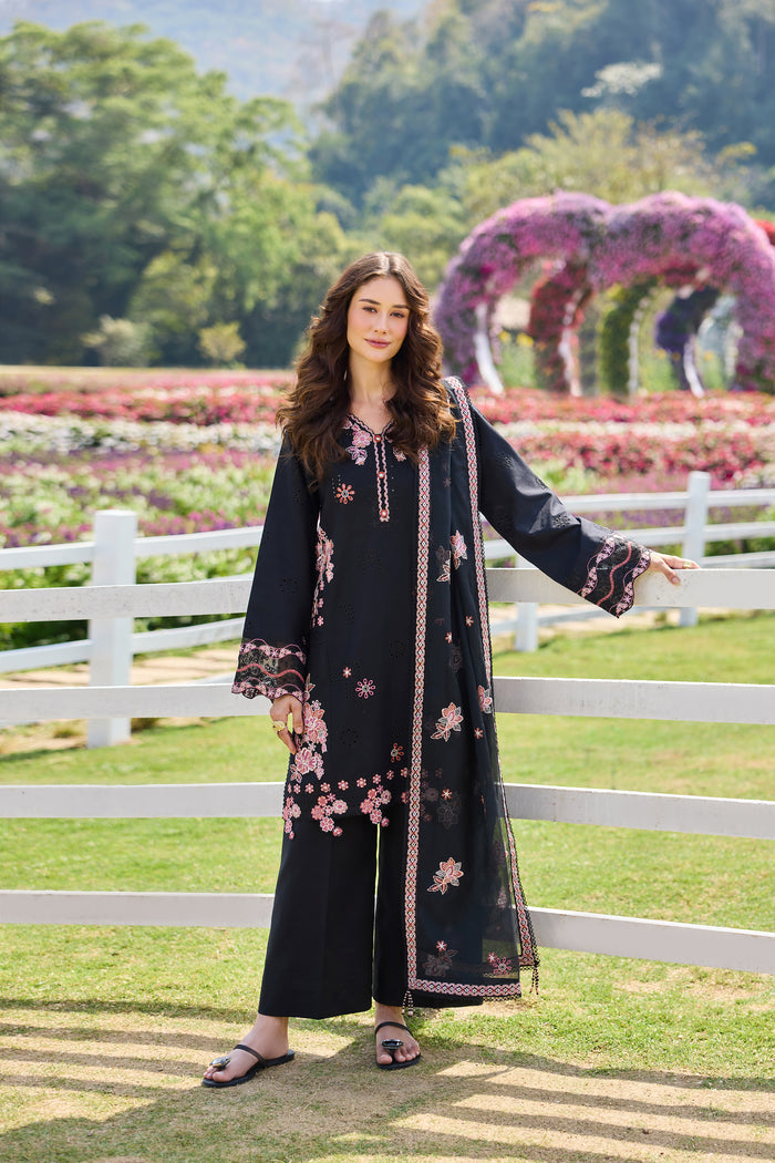 Farasha Summer Weaves Embroidered Lawn Unstitched 3Pc Suit - Dark Passion