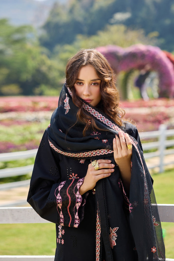 Farasha Summer Weaves Embroidered Lawn Unstitched 3Pc Suit - Dark Passion