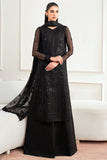 Farasha Essence Embroidered Chiffon Unstitched 3Pc Suit - Dark Whisper