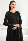 Farasha Essence Embroidered Chiffon Unstitched 3Pc Suit - Dark Whisper