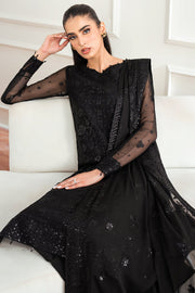 Farasha Essence Embroidered Chiffon Unstitched 3Pc Suit - Dark Whisper