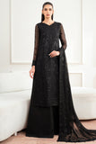 Farasha Essence Embroidered Chiffon Unstitched 3Pc Suit - Dark Whisper