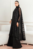 Farasha Essence Embroidered Chiffon Unstitched 3Pc Suit - Dark Whisper