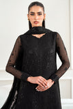 Farasha Essence Embroidered Chiffon Unstitched 3Pc Suit - Dark Whisper
