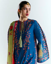 Jugnu by Hussain Rehar Unstitched Embroidered Lawn 3Pc Suit - Darya