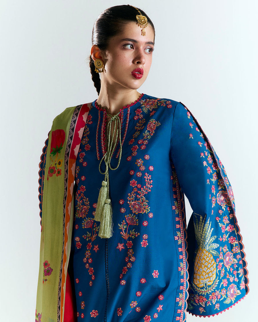 Jugnu by Hussain Rehar Unstitched Embroidered Lawn 3Pc Suit - Darya