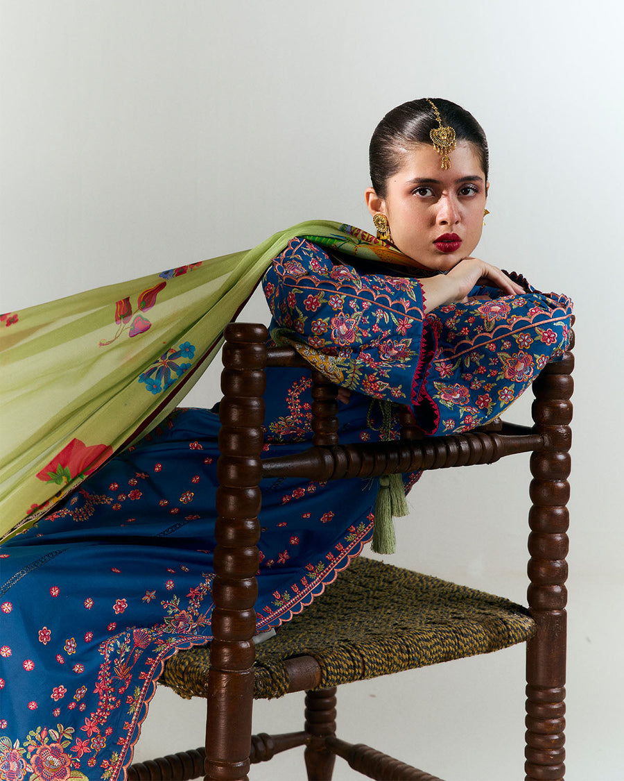 Jugnu by Hussain Rehar Unstitched Embroidered Lawn 3Pc Suit - Darya