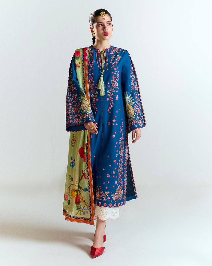 Jugnu by Hussain Rehar Unstitched Embroidered Lawn 3Pc Suit - Darya