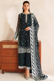 Farasha Luxury Embroidered Chiffon Unstitched 3Pc Suit - Dawn Mist