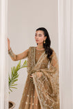 Farasha Lumiere Luxury Embroidered Net Unstitched 3Pc Suit - Delaine