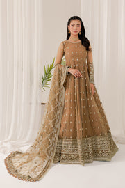 Farasha Lumiere Luxury Embroidered Net Unstitched 3Pc Suit - Delaine