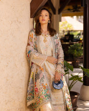 Faiza Saqlain Zinnia Embroidered Luxury Lawn Unstitched 3Pc Suit - Delilah