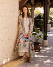 Faiza Saqlain Zinnia Embroidered Luxury Lawn Unstitched 3Pc Suit - Delilah