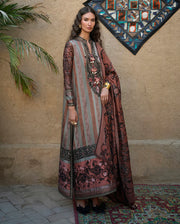 Mushq Broadway Embroidered Jacquard Unstitched 3Pc Suit - Desert Dusk