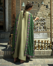 Hemline by Mushq Bukhara Embroidered Crepe Unstitched 3Pc Suit - Desert Minaret