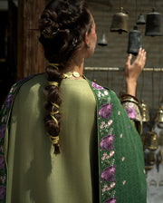 Hemline by Mushq Bukhara Embroidered Crepe Unstitched 3Pc Suit - Desert Minaret