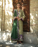 Hemline by Mushq Bukhara Embroidered Crepe Unstitched 3Pc Suit - Desert Minaret