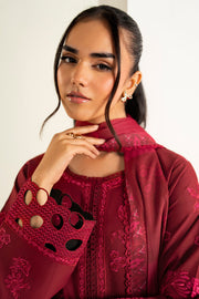 Farasha Summer Weaves Embroidered Lawn Unstitched 3Pc Suit - Desert Rose