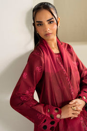Farasha Summer Weaves Embroidered Lawn Unstitched 3Pc Suit - Desert Rose