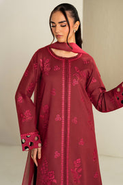 Farasha Summer Weaves Embroidered Lawn Unstitched 3Pc Suit - Desert Rose