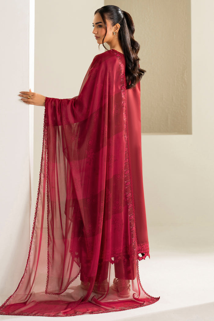 Farasha Summer Weaves Embroidered Lawn Unstitched 3Pc Suit - Desert Rose