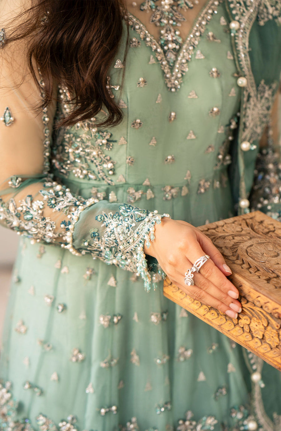 Zarin by Eleshia Unstitched Embroidered Net 3Pc Suit D-01 Zarela