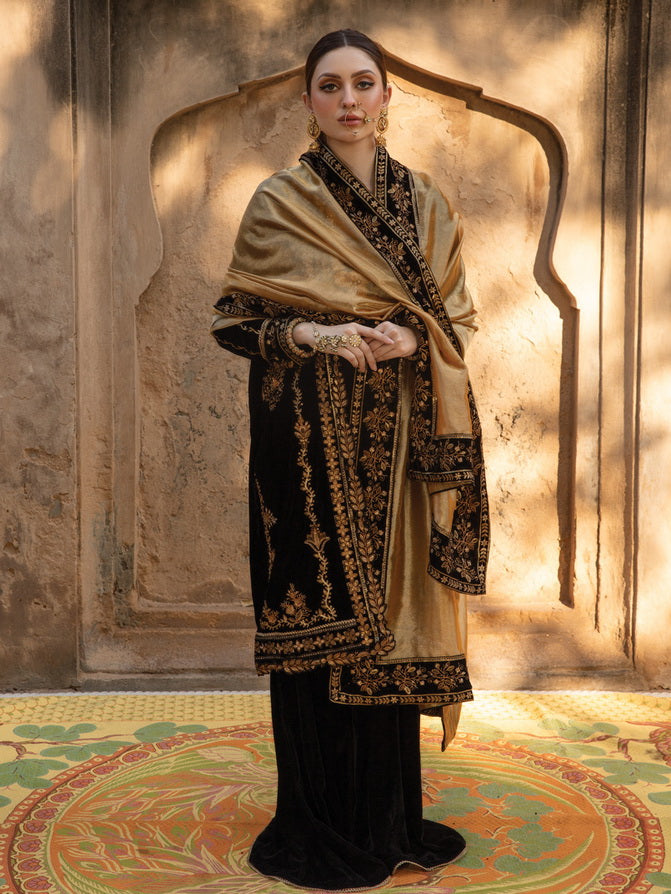 Rang Rasiya Shehnaiyan Embroidered Velvet Unstitched 3Pc Suit D-03 Heer
