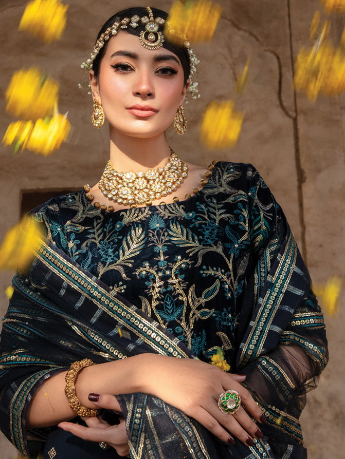 Rang Rasiya Shehnaiyan Embroidered Velvet Unstitched 3Pc Suit D-04 Sheherzade