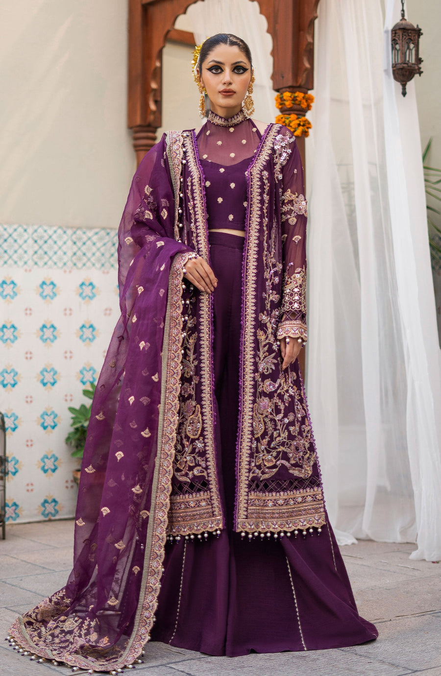 Zarin by Eleshia Unstitched Embroidered Bamber 3Pc Suit D-07 Medea