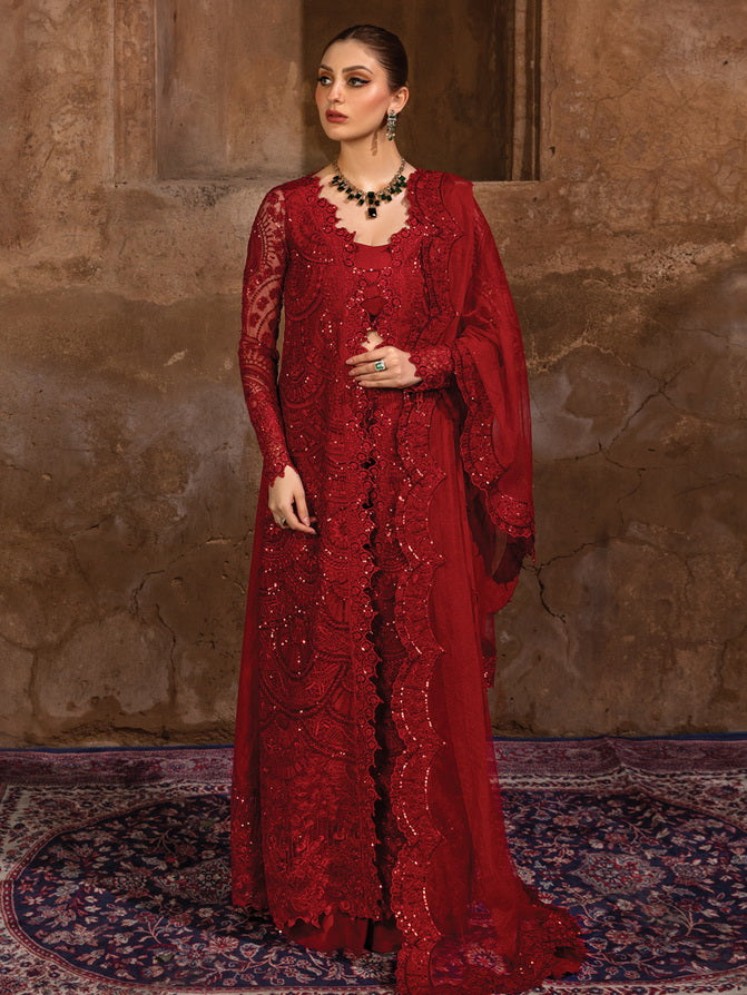 Rang Rasiya Shehnaiyan Embroidered Net Unstitched 3Pc Suit D-08 Shahnoor