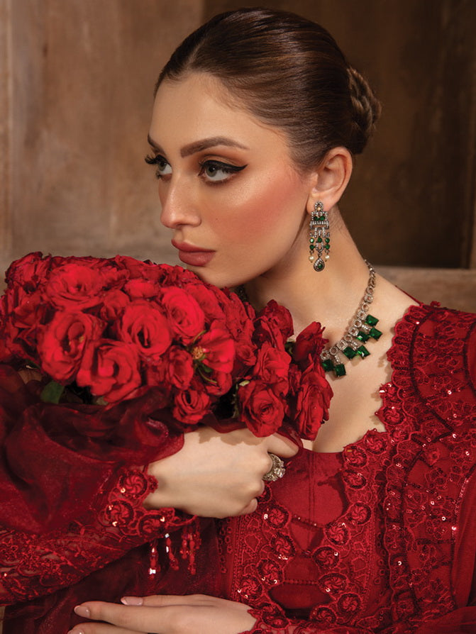 Rang Rasiya Shehnaiyan Embroidered Net Unstitched 3Pc Suit D-08 Shahnoor