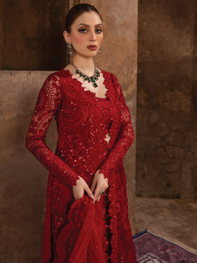 Rang Rasiya Shehnaiyan Embroidered Net Unstitched 3Pc Suit D-08 Shahnoor