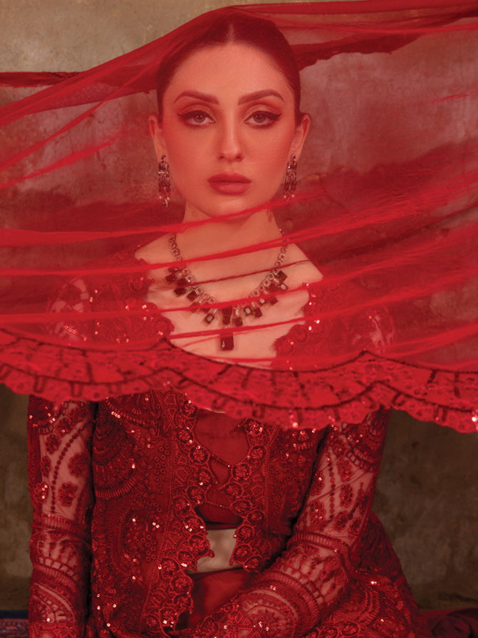 Rang Rasiya Shehnaiyan Embroidered Net Unstitched 3Pc Suit D-08 Shahnoor