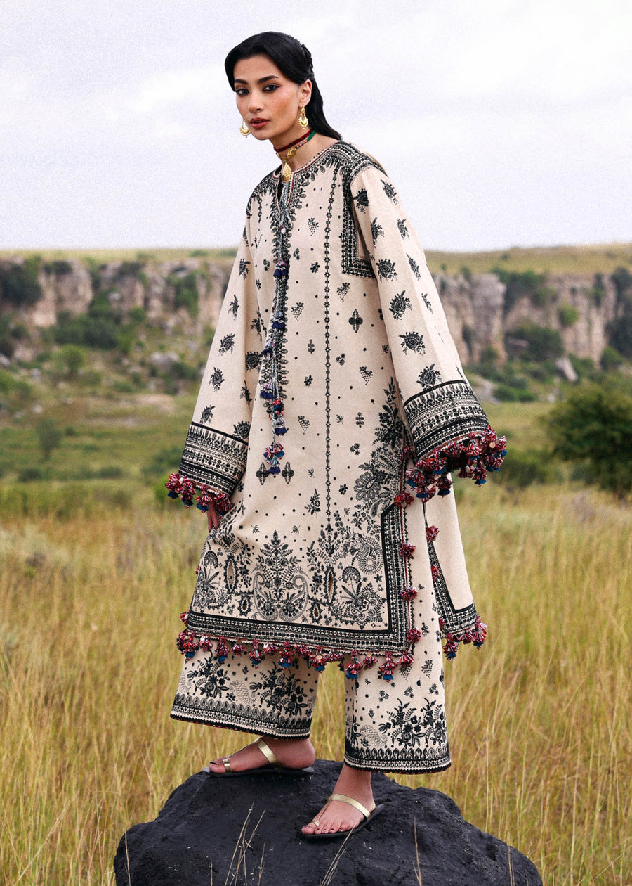 Hussain Rehar Embroidered Khaddar Unstitched 3Pc Suit - Dhanak