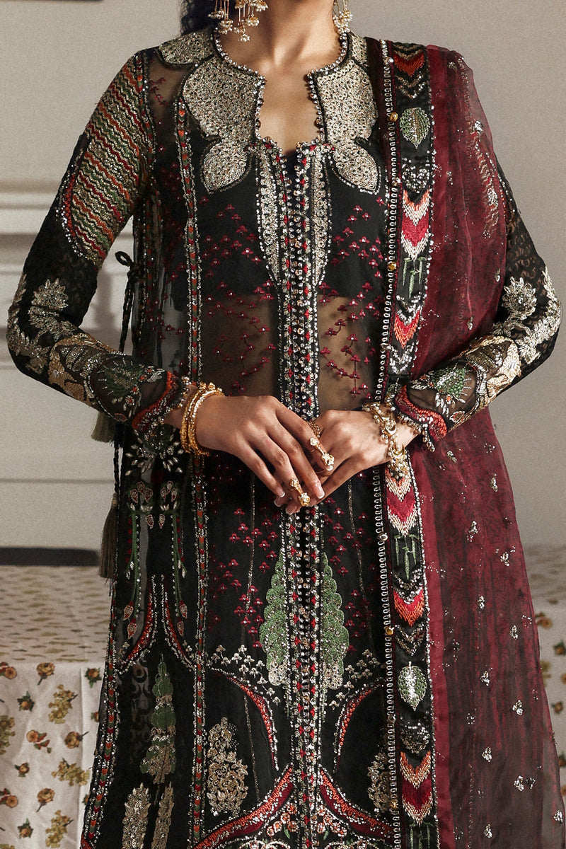 Afrozeh Shehnai Embroidered Organza Unstitched 3Pc Suit AFS-25-08 DHANAК
