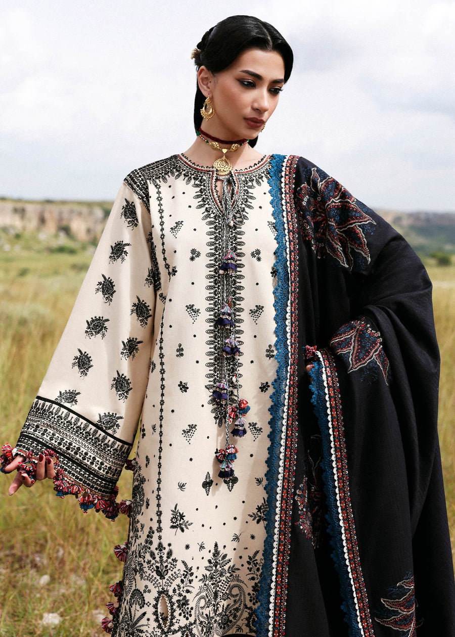 Hussain Rehar Embroidered Khaddar Unstitched 3Pc Suit - Dhanak
