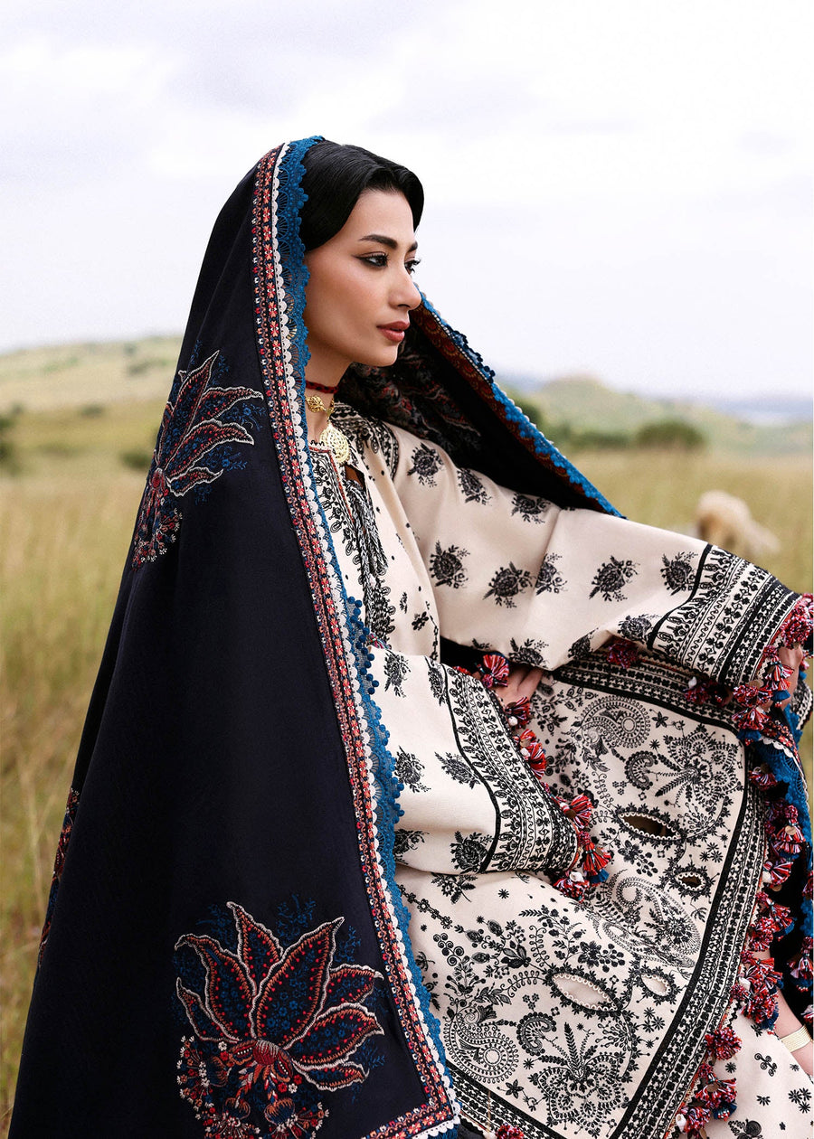 Hussain Rehar Embroidered Khaddar Unstitched 3Pc Suit - Dhanak