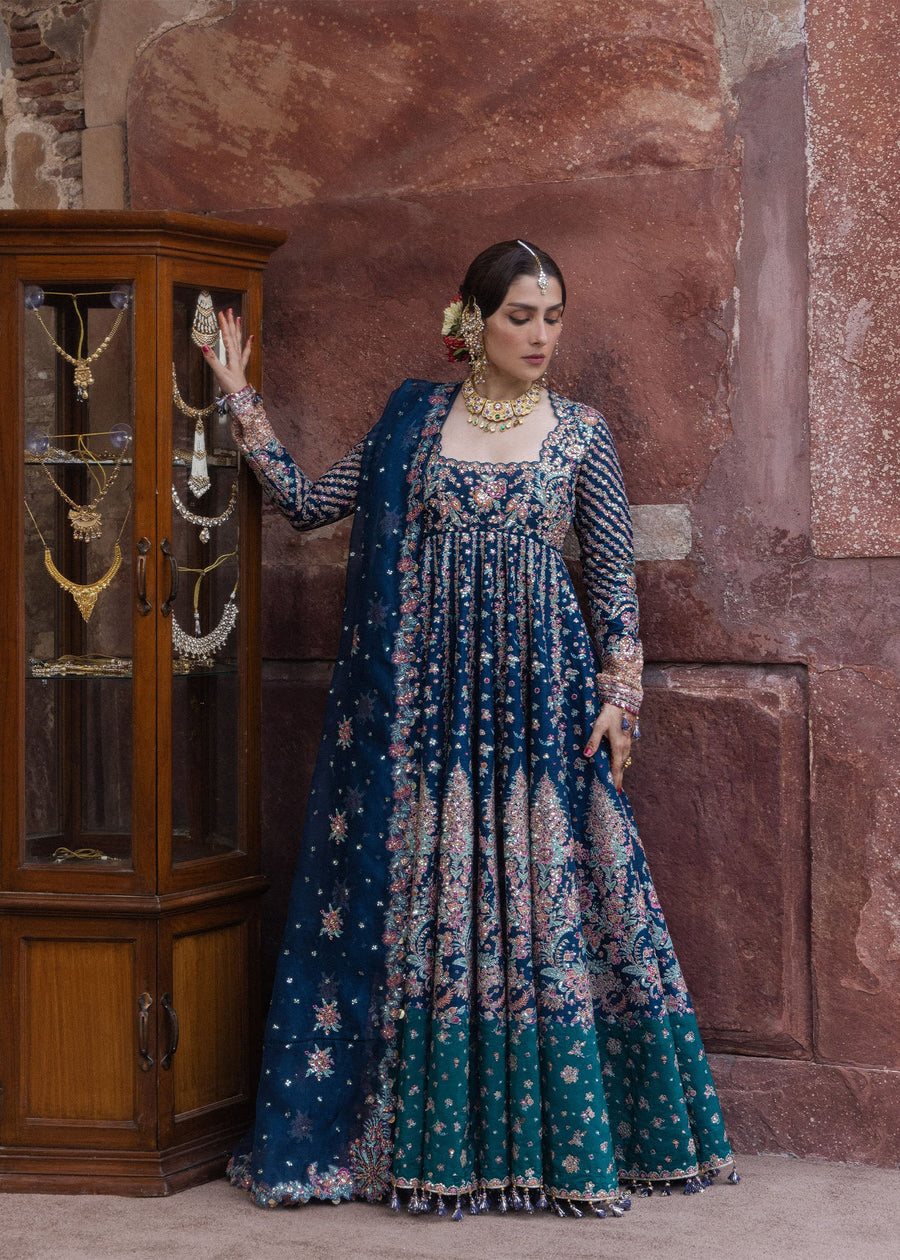 Hussain Rehar Festive Embroidered Korean Raw Silk Unstitched 3Pc Suit - DILL AFROZ