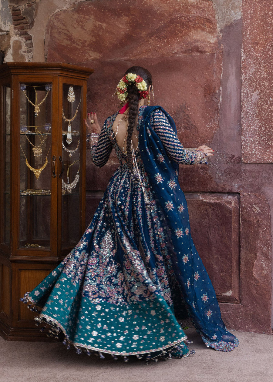 Hussain Rehar Festive Embroidered Korean Raw Silk Unstitched 3Pc Suit - DILL AFROZ