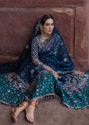 Hussain Rehar Festive Embroidered Korean Raw Silk Unstitched 3Pc Suit - DILL AFROZ