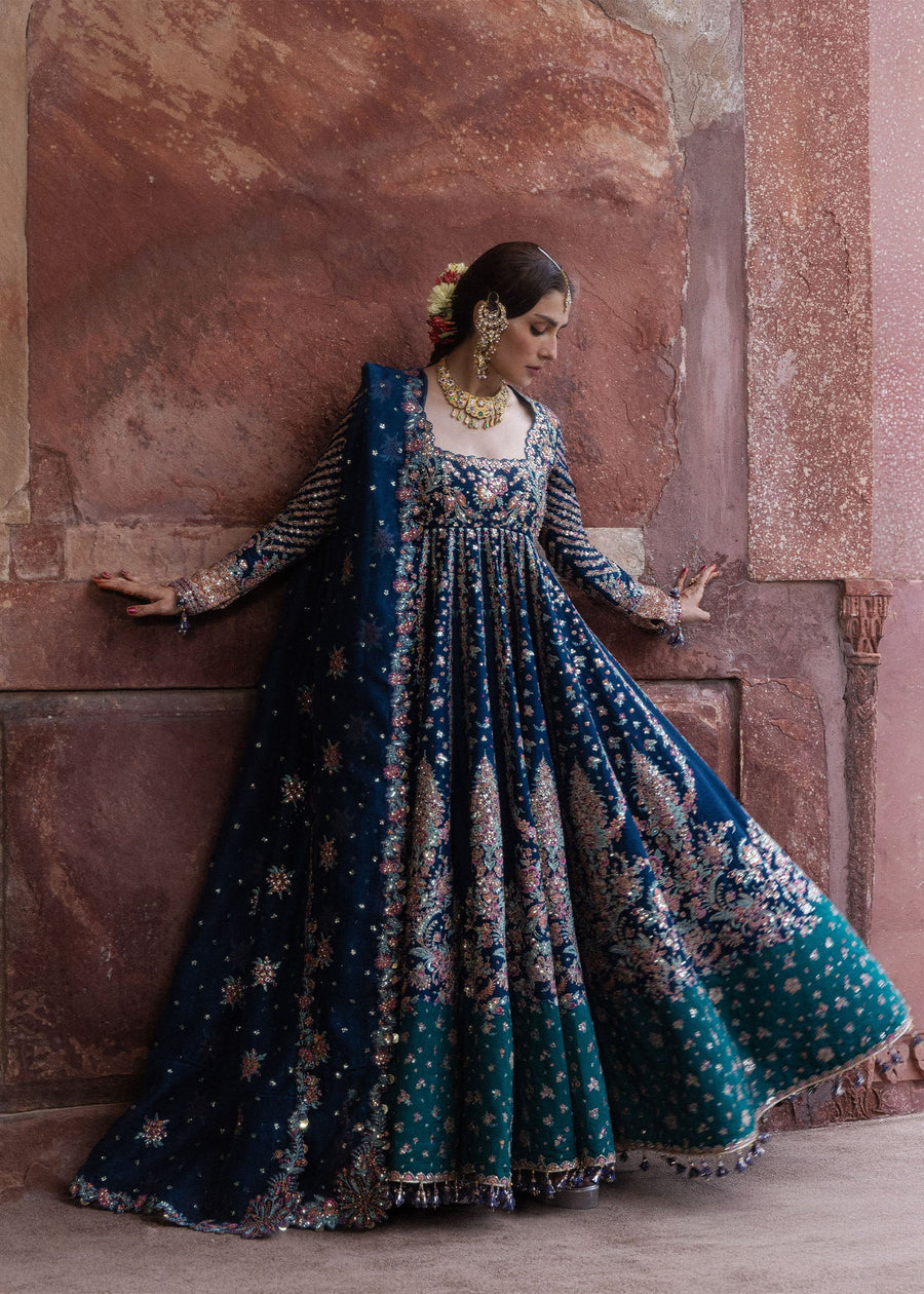 Hussain Rehar Festive Embroidered Korean Raw Silk Unstitched 3Pc Suit - DILL AFROZ