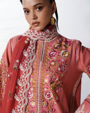 Jugnu Lahore The Reserved View Embroidered Cotton Unstitched 3Pc Suit - Dinaz