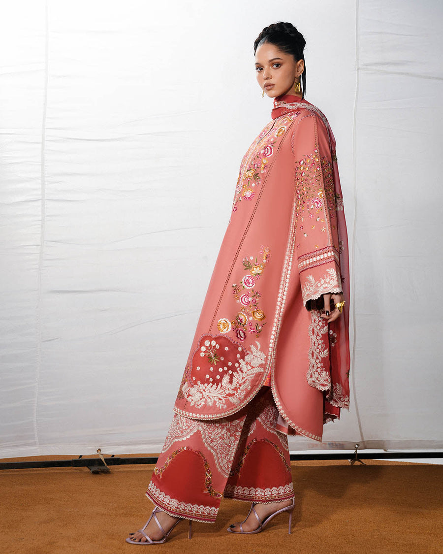 Jugnu Lahore The Reserved View Embroidered Cotton Unstitched 3Pc Suit - Dinaz