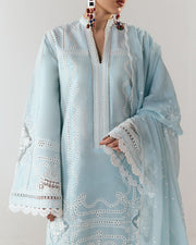 Jugnu Lahore Spring Summer Unstitched Embroidered Cotton 3Pc Suit - Dira