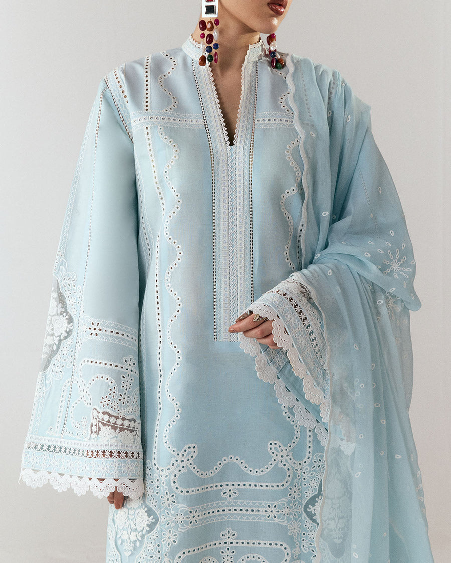 Jugnu Lahore Spring Summer Unstitched Embroidered Cotton 3Pc Suit - Dira